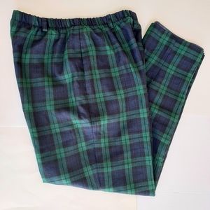 Ladies 12 Vintage ORVIS Blue & Green Plaid Lined Elastic Waist Pants Made in USA